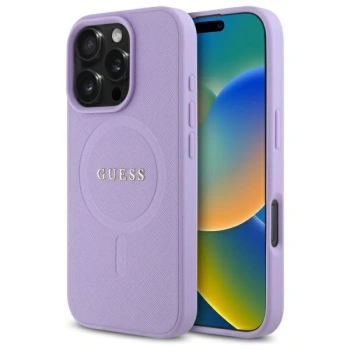 GUESS ETUI HARDCASE DO IPHONE 16 PRO MAX 6.9 DO MAGSAFE SAFFIANO FIOLETOWE