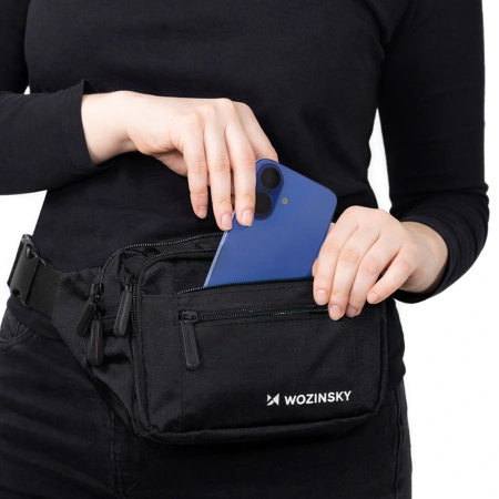 Saszetka biodrowa Wozinsky WSB-W1 na ramię unisex regulowany pasek wodoodporna - czarna