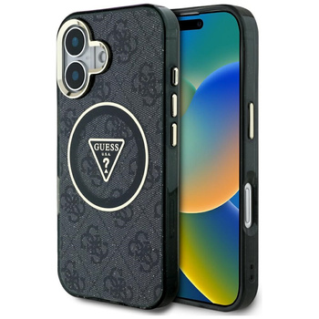 GUESS ETUI IML METAL GLITTER 4G CIRCLE TRIANGLE DO IPHONE 16 DO MAGSAFE