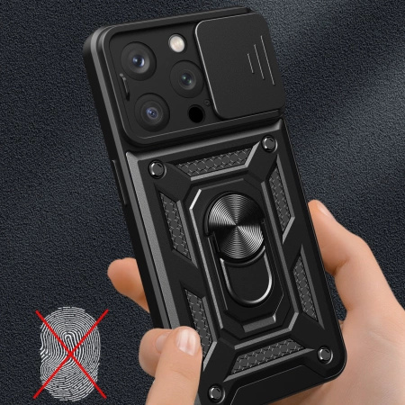 HURTEL ETUI PANCERNE DO IPHONE 15 PRO Z PODSTAWKĄ CAMSHIELD OSŁONA AAPARATU