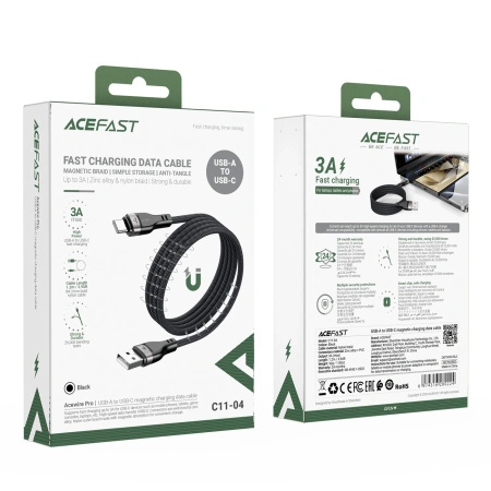 ACEFAST KABEL 3A USB-A DO USB-C 1,2M MAGNETYCZNY OPOLOC DO TELEFONÓW IPHONE
