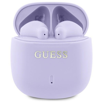 Guess słuchawki Bluetooth GUTWSJ14ESGU   TWS + stacja dokująca fioletowy/purple Printed Classic Logo