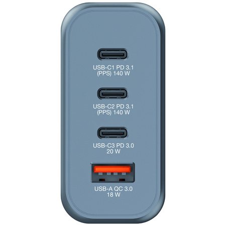 Verbatim Ładowarka sieciowa GaN 140W3xUSB-C/USB-A + Adapter EU/UK/US GNC-140 32203