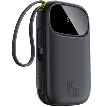 Baseus Powerbank EnerFill FC31 20000mAh 45W z wyświetlaczem z kablami USB-C i USB-C czarny